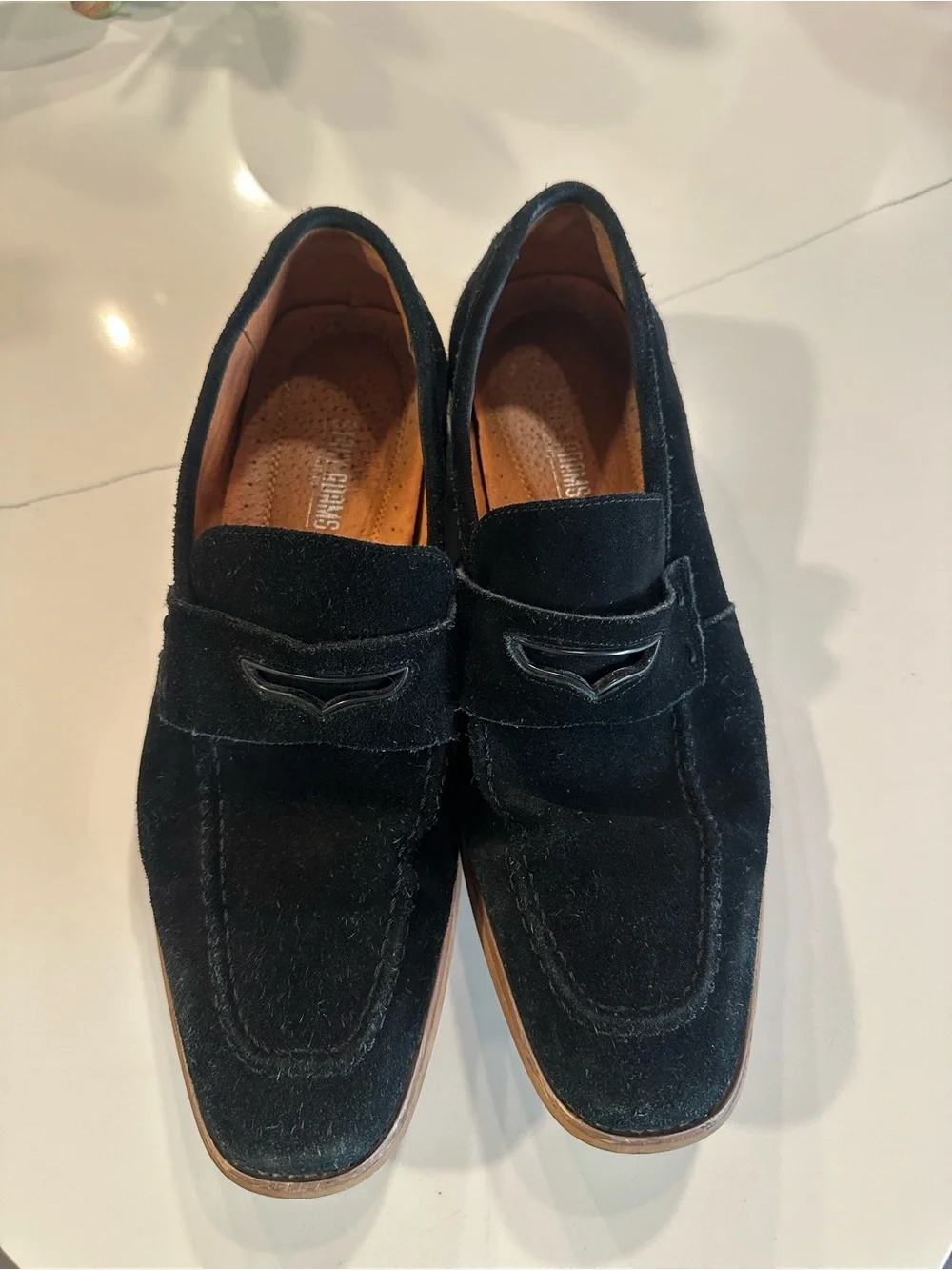 Men's Stacy Adams Black Suede Penny Loafers